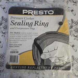 New Presto Pressure Cooker Sealing Ring And Overpressure Plug Part #09936
